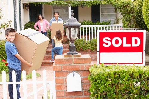 Packed boxes and furniture ready for local removals in Coulsdon
