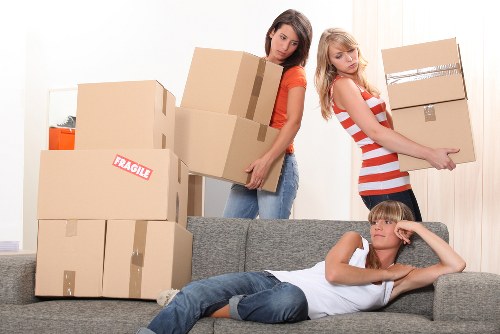 Packed moving boxes ready for a house move in Coulsdon
