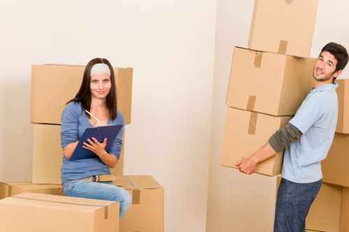 Packed boxes and furniture ready for transport during a Coulsdon move